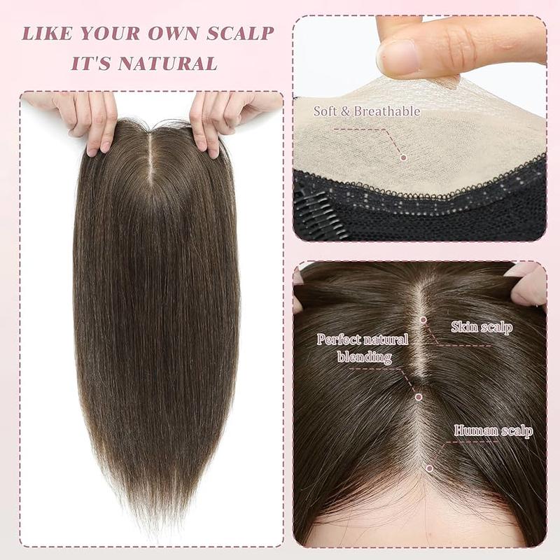 Summer Breathable Natural Straight Hair Topper For Women With Thinning Hair