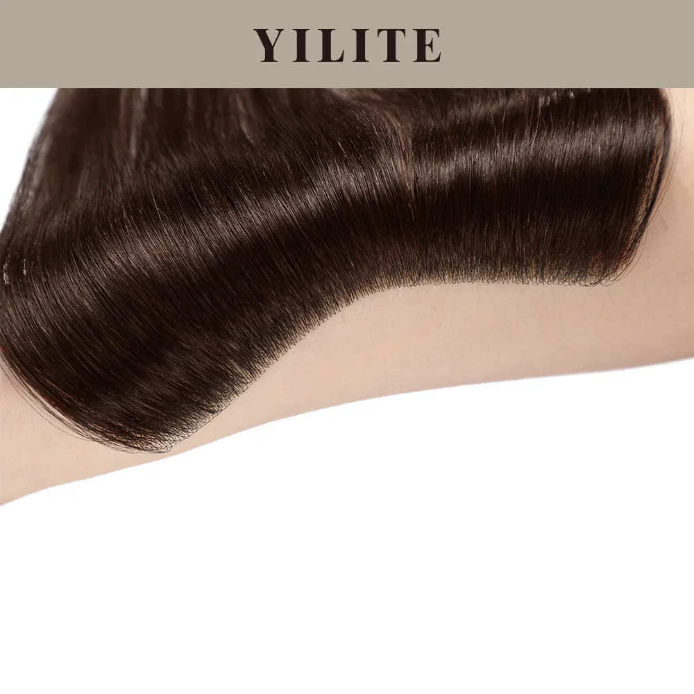 Seamless Hair Patch 1.5×15 cm Injected Hand-Tied Invisible Remy Human Hair (#2 Darkest Brown)