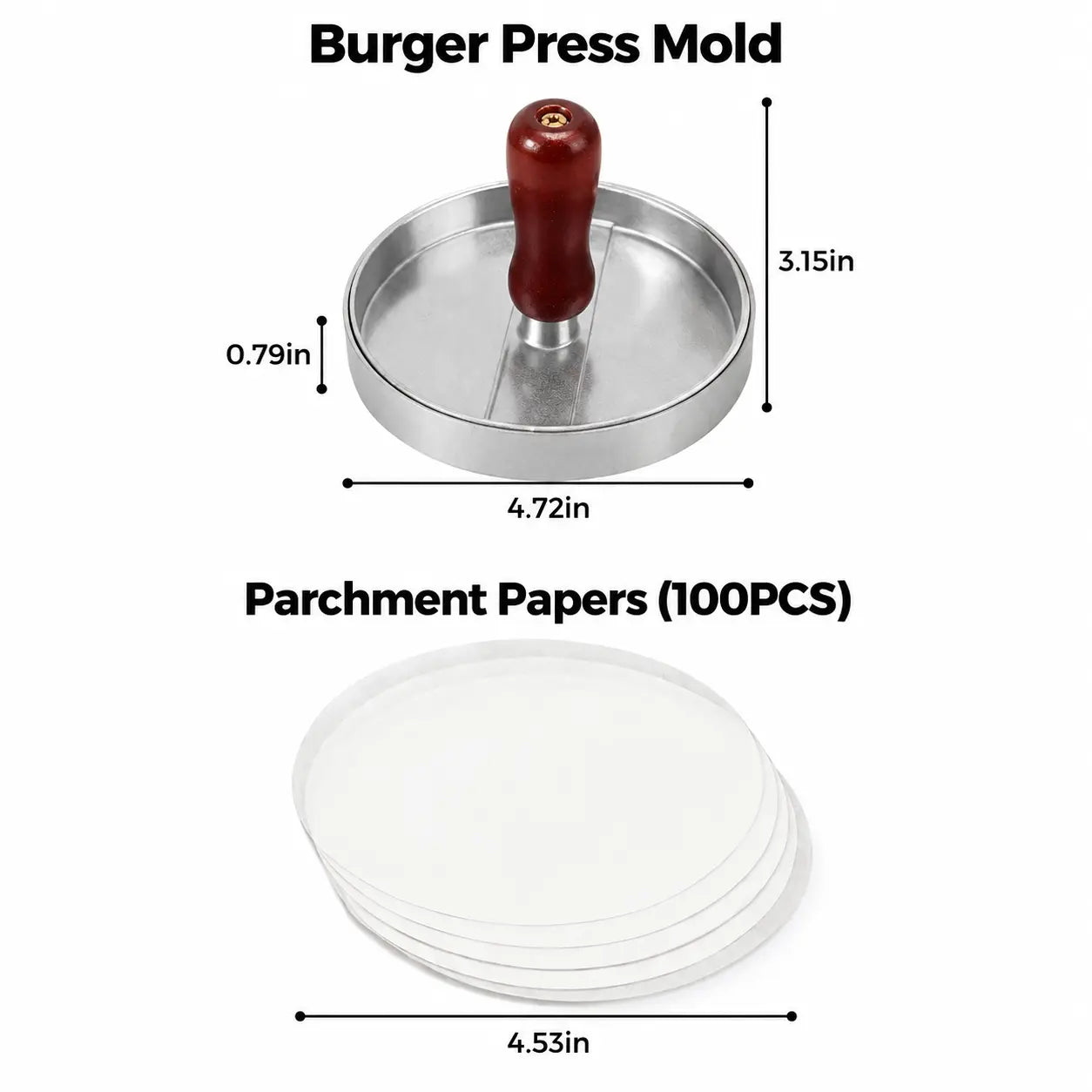 Stainless Steel Burger Press - 1Pc Nonstick Burger Patty Maker Mold, Sturdy Metal Meat Smasher, Multifunctional Kitchen Utensil for Home/Commercial Use to Make Round Patties, Burguer Patty Maker