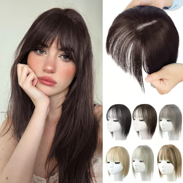 Natural Hair Toppers With Bangs For Women Adding Hair Volume Topper