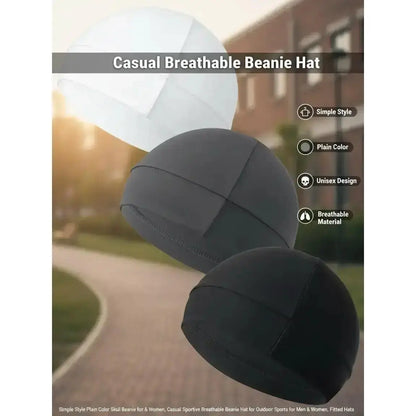 Unisex Simple Plain Color Skull Beanie - Breathable Casual Sporty Skull Cap for Outdoor Activities, Sports & Outdoor Accessories, Hats for Women, Skull Caps, Beanies