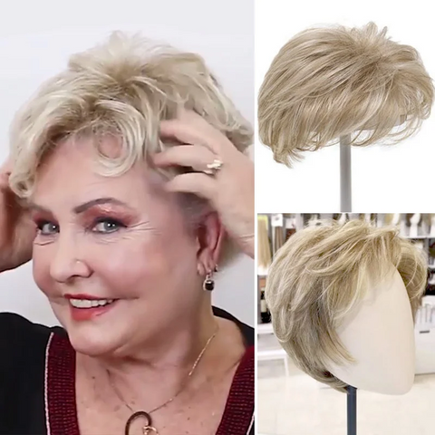 【BUY 2 GET 1 FREE 】Hight Quality Natural Short Hair Topper with Silk Base & Clip For Thinning Hair