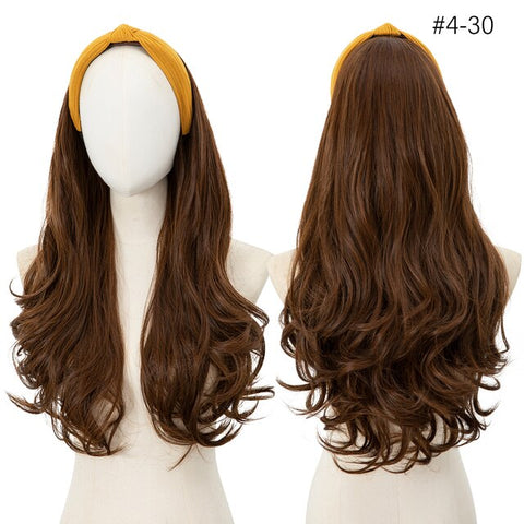 Long Wavy Headband Wig Half Hair Wig for Women