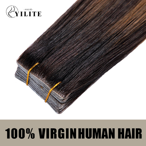 Seamless Injected Hand-Tied Invisible Tape In Hair Extension 20Pcs Virgin Human Hair (P1B/6/T1B)