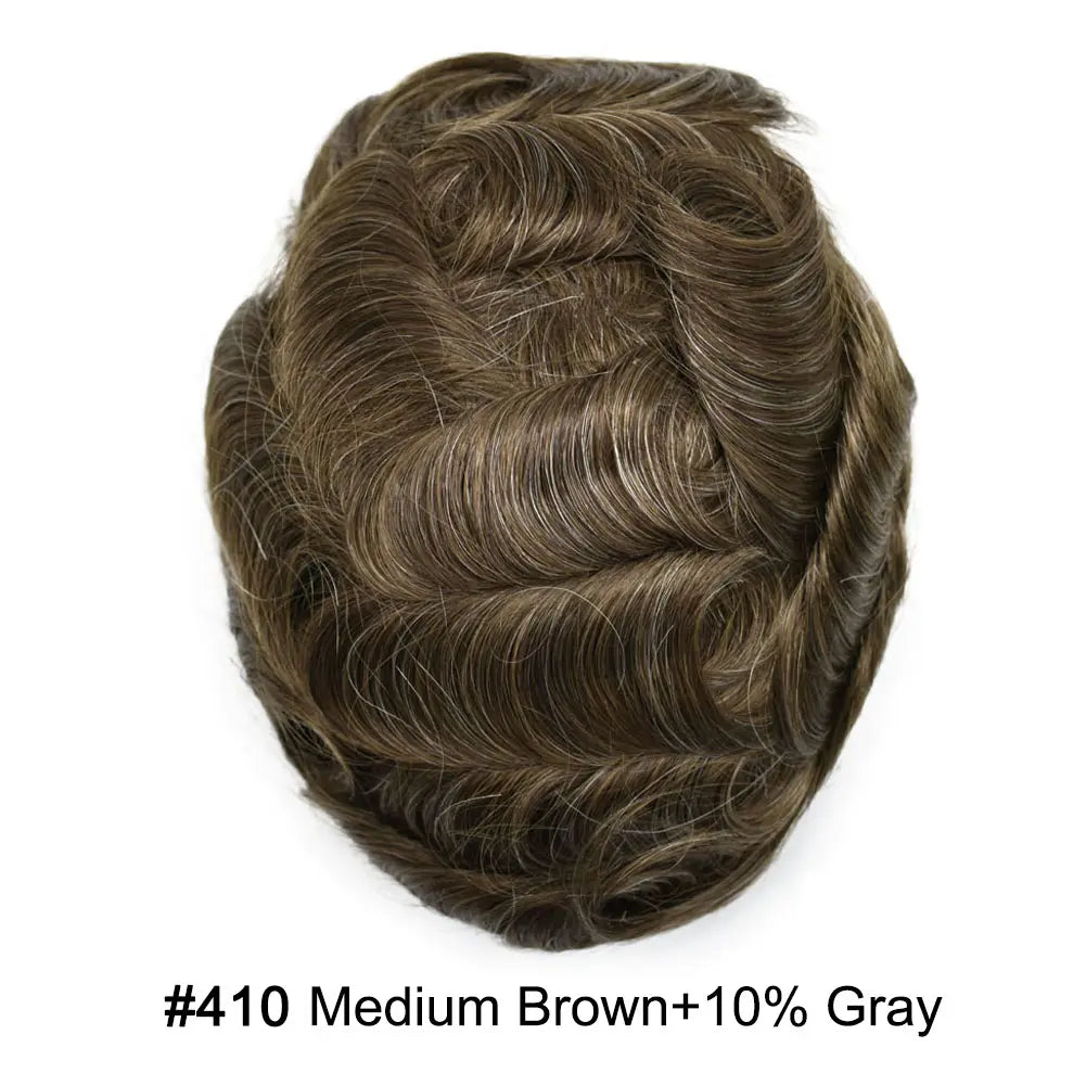 Full Poly Hairpiece for Men Toupee Real Human Hair Replacement System Natural Looking Mens Wig Durable PU Injected Mens Hair System Hair Pieces for Men Hair Unit for Hair Loss protesis capilar hombre Male Hair Prosthesis
