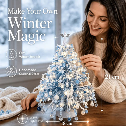 DIY Beaded Christmas Tree Kit, Hand‑Made Mini Crystal Bead Xmas Tree Craft Set, Complete Christmas Decoration Making Supplies with Beads, Angel Tree Topper, Base & Accessories, Tabletop Holiday Ornament, Fun DIY Project, Ideal Christmas Gift for Kids & Fa