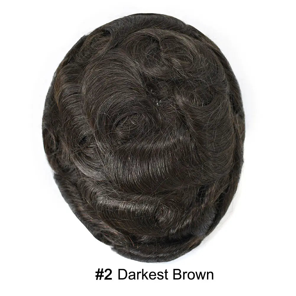 Mens Hair System 0.04mm Ultra Thin Skin Toupee For Men Hairpiece Real Human Hair Replacement Systems All V-Looped Knots Invisible Realistic Natural Hairline Male Hair Prosthesis Protesis Capilar Hombre