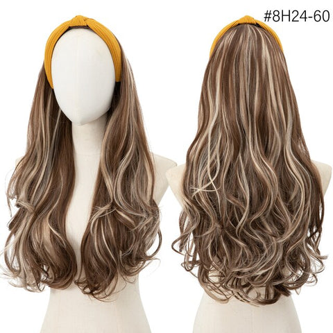 Long Wavy Headband Wig Half Hair Wig for Women