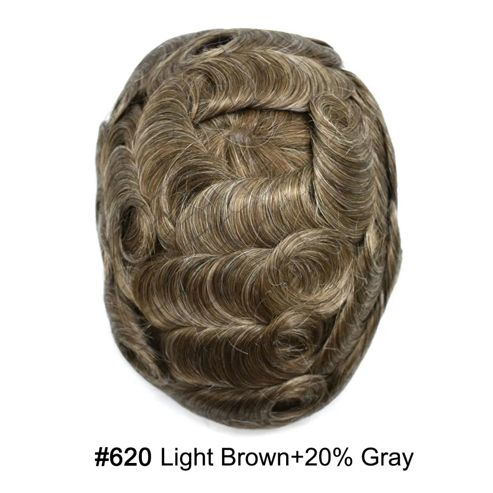 Full Poly Hairpiece for Men Toupee Real Human Hair Replacement System Natural Looking Mens Wig Durable PU Injected Mens Hair System Hair Pieces for Men Hair Unit for Hair Loss protesis capilar hombre Male Hair Prosthesis