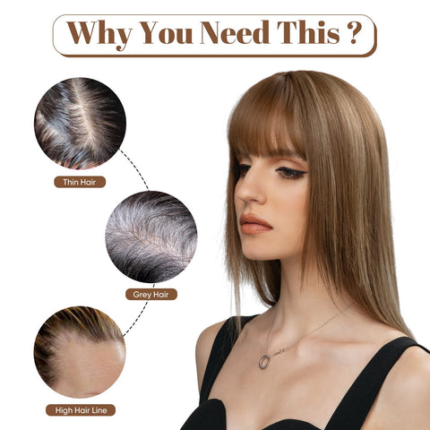 Clip in Hair With Bangs Overhead Natural Invisible Replaceme