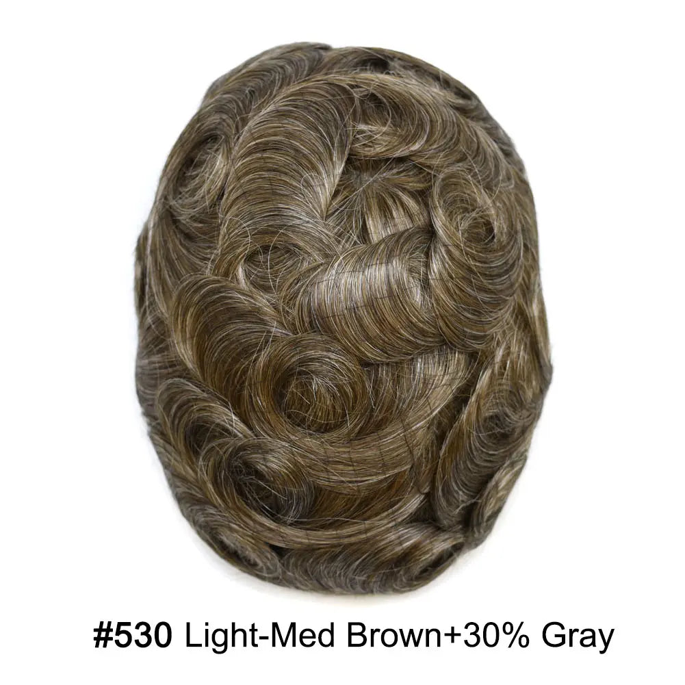 Full Poly Hairpiece for Men Toupee Real Human Hair Replacement System Natural Looking Mens Wig Durable PU Injected Mens Hair System Hair Pieces for Men Hair Unit for Hair Loss protesis capilar hombre Male Hair Prosthesis