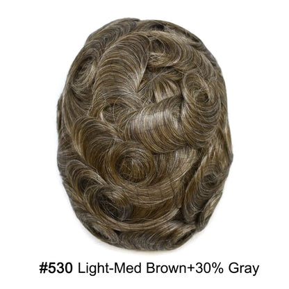 Full Poly Hairpiece for Men Toupee Real Human Hair Replacement System Natural Looking Mens Wig Durable PU Injected Mens Hair System Hair Pieces for Men Hair Unit for Hair Loss protesis capilar hombre Male Hair Prosthesis