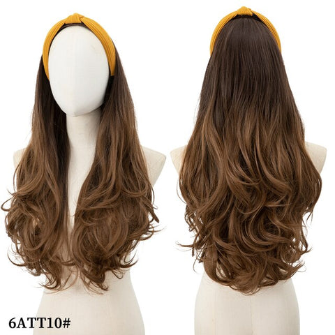 Long Wavy Headband Wig Half Hair Wig for Women