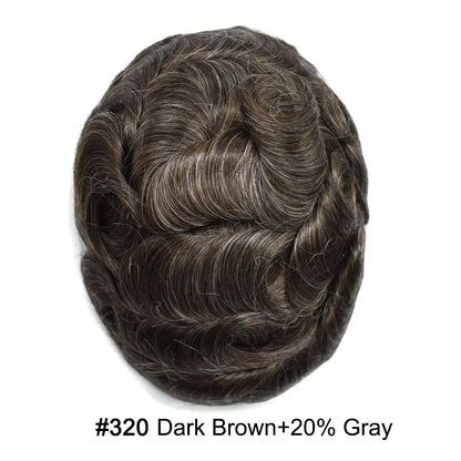 Full Poly Hairpiece for Men Toupee Real Human Hair Replacement System Natural Looking Mens Wig Durable PU Injected Mens Hair System Hair Pieces for Men Hair Unit for Hair Loss protesis capilar hombre Male Hair Prosthesis