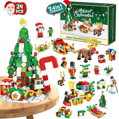 2026 Building Blocks Advent Calendar - 24Pack Mini Jigsaw Puzzle Toys, Safe Plastics Reindeer Themed Kits for Kids-Adults, Holiday Cheer Tradition Countdown Creative Assembly Toys, Vibrant, Brick Kit, Diy Building Block,parent-child bonding time