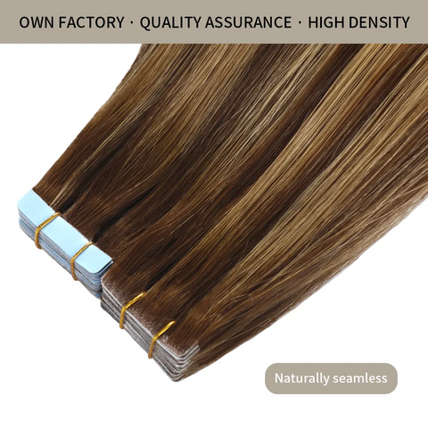 Seamless Injected Hand-Tied Invisible Tape In Hair Extension 20Pcs Virgin Human Hair (P4/27/T4)