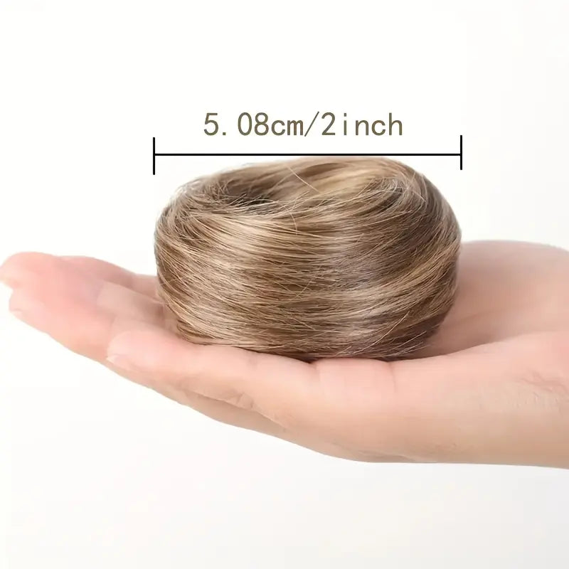 Women's Polyester PE Synthetic Messy Bun Hair Piece - Curly Updo Scrunchie Extension with Instant Volume & High Crown, Ideal for Female Everyday Wear, Scrunchie Base