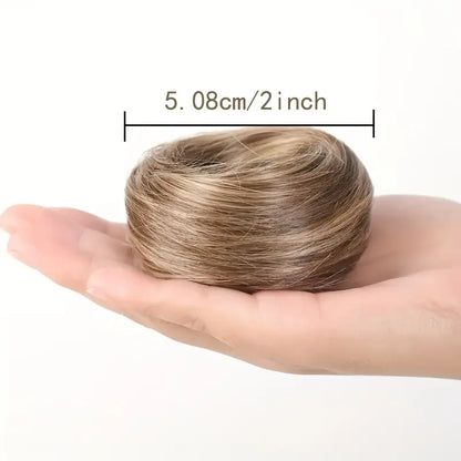 Women's Polyester PE Synthetic Messy Bun Hair Piece - Curly Updo Scrunchie Extension with Instant Volume & High Crown, Ideal for Female Everyday Wear, Scrunchie Base