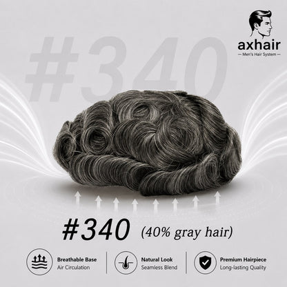 0.10-0.12mm Double Knots Full Skin Base  Men's Hair Unit  Men's Hairstyle for Thin Hair