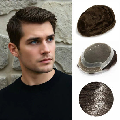 Hollywood Base Hair System for Men  Full Lace in Center with 1'' Thin Skin Around and 1/2'' Lace in the Front