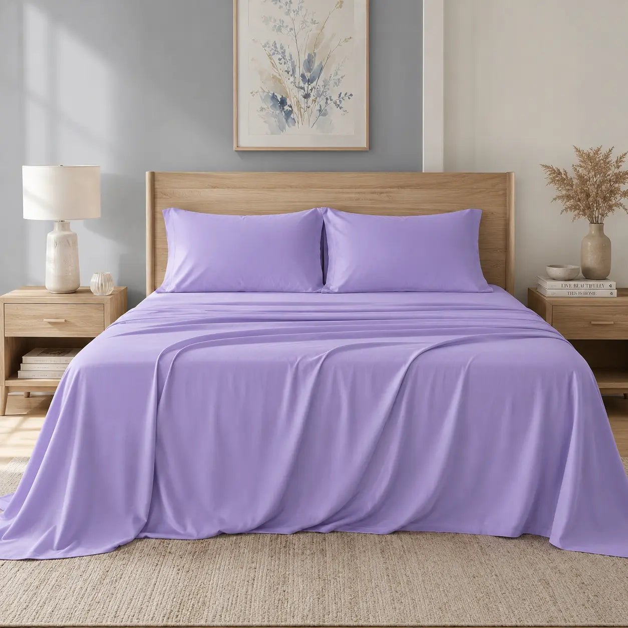 Extra Deep Pocket Bamboo Sheets - 6 Pcs Breathable &Cooling for Hot Sleepers , Hotel Luxury Fitted Soft Wrinkle-Free For Extra Deep Mattresses, Room Decor, Twin/Full/Queen/King Size Pillowcase Sets