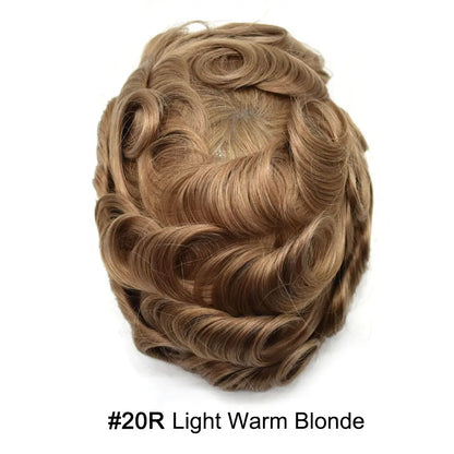 Full Poly Hairpiece for Men Toupee Real Human Hair Replacement System Natural Looking Mens Wig Durable PU Injected Mens Hair System Hair Pieces for Men Hair Unit for Hair Loss protesis capilar hombre Male Hair Prosthesis