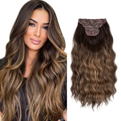 Long Wavy Clip In Hair Extensions 4pcs/set