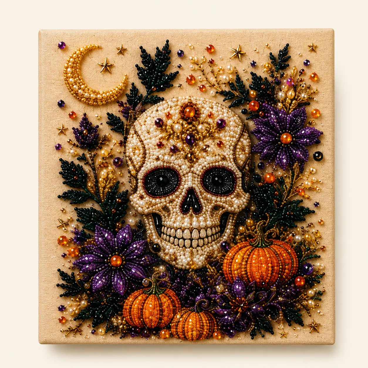 【10*10inch】DIY Diamond Painting Kit with Special-Shaped Beads, Christmas & Halloween Art Craft, Sparkling Holiday Canvas Decoration, Relaxing Handmade Gift for Adults and Beginners