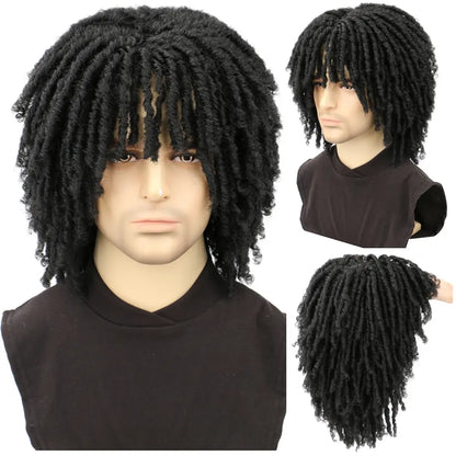 Men Wig Dreadlock Wig Synthetic Afro Twist Braided Wig Breathable Faux Locs Wig Daily And Party