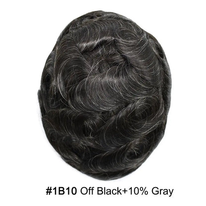 Full Poly Hairpiece for Men Toupee Real Human Hair Replacement System Natural Looking Mens Wig Durable PU Injected Mens Hair System Hair Pieces for Men Hair Unit for Hair Loss protesis capilar hombre Male Hair Prosthesis