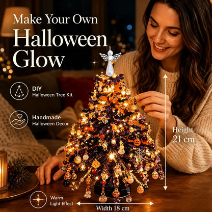 DIY Beaded Christmas Tree Kit, Hand‑Made Mini Crystal Bead Xmas Tree Craft Set, Complete Christmas Decoration Making Supplies with Beads, Angel Tree Topper, Base & Accessories, Tabletop Holiday Ornament, Fun DIY Project, Ideal Christmas Gift for Kids & Fa