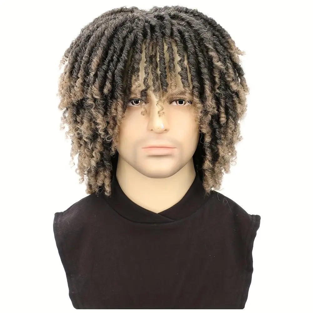 6 Inch Men Dreadlock Wig Short Braided Synthetic Wig Layered Breathable for Daily Wear Black Wig