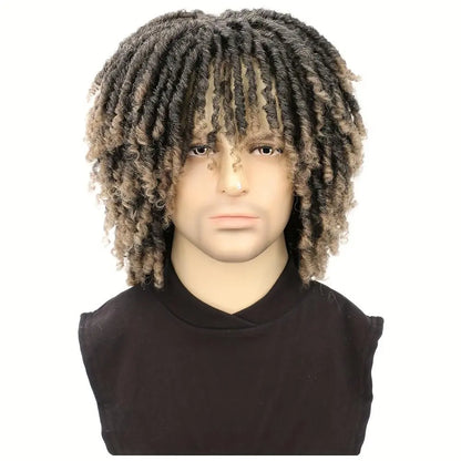 6 Inch Men Dreadlock Wig Short Braided Synthetic Wig Layered Breathable for Daily Wear Black Wig
