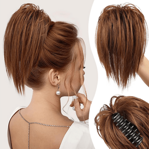 Messy ponytail clip extends hair--High temperature wire