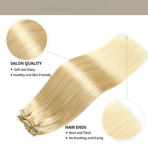 Clip In Hair Extensions Human Hair 9Pcs 20 Clips Invisible Natural Remy Human Hair (#613 Bleach Blonde)