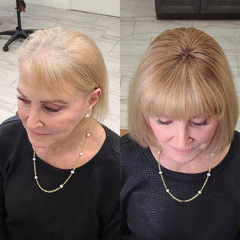 Beautiful Hair Transformation Best Hair Topper with Bangs