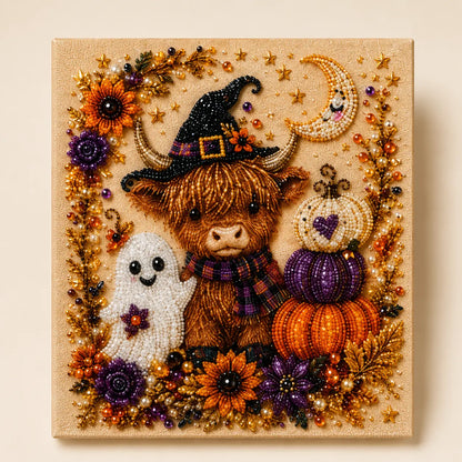 【10*10inch】DIY Diamond Painting Kit with Special-Shaped Beads, Christmas & Halloween Art Craft, Sparkling Holiday Canvas Decoration, Relaxing Handmade Gift for Adults and Beginners