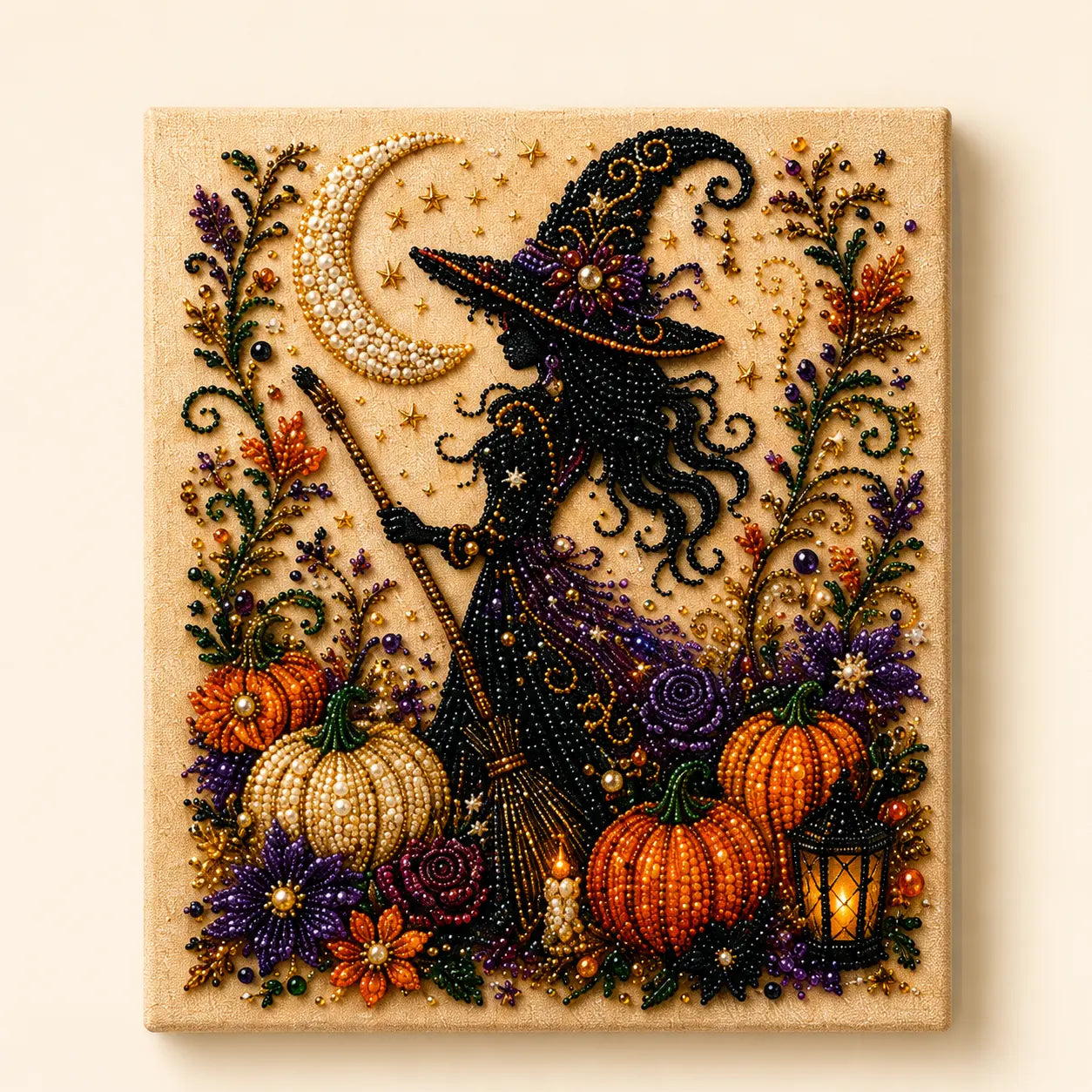 【10*10inch】DIY Diamond Painting Kit with Special-Shaped Beads, Christmas & Halloween Art Craft, Sparkling Holiday Canvas Decoration, Relaxing Handmade Gift for Adults and Beginners