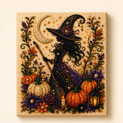【10*10inch】DIY Diamond Painting Kit with Special-Shaped Beads, Christmas & Halloween Art Craft, Sparkling Holiday Canvas Decoration, Relaxing Handmade Gift for Adults and Beginners