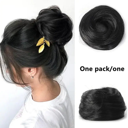 Women's Polyester PE Synthetic Messy Bun Hair Piece - Curly Updo Scrunchie Extension with Instant Volume & High Crown, Ideal for Female Everyday Wear, Scrunchie Base