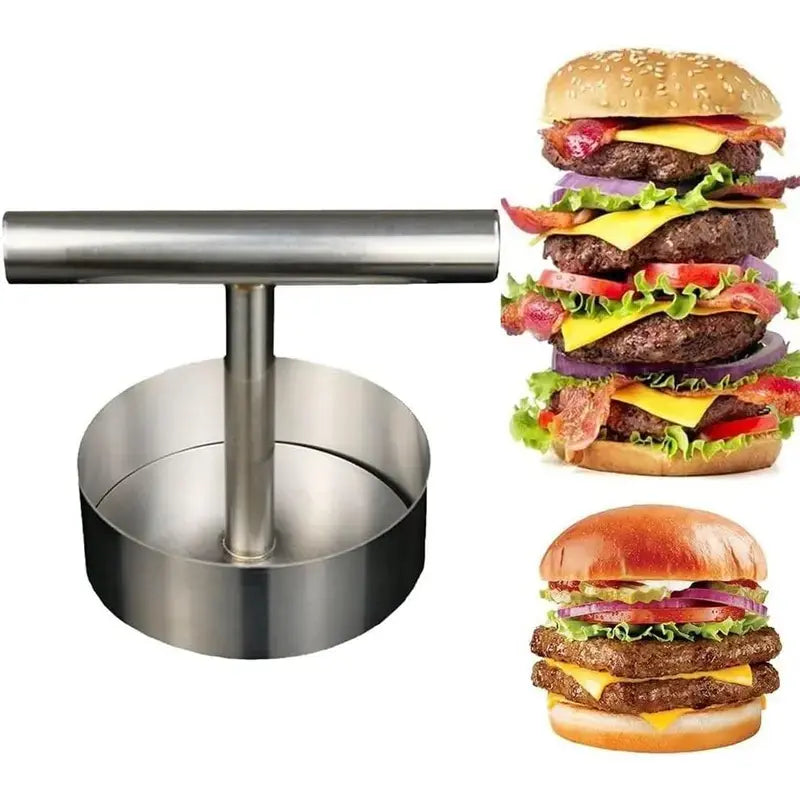 Stainless Steel Burger Press - 1Pc Nonstick Burger Patty Maker Mold, Sturdy Metal Meat Smasher, Multifunctional Kitchen Utensil for Home/Commercial Use to Make Round Patties, Burguer Patty Maker