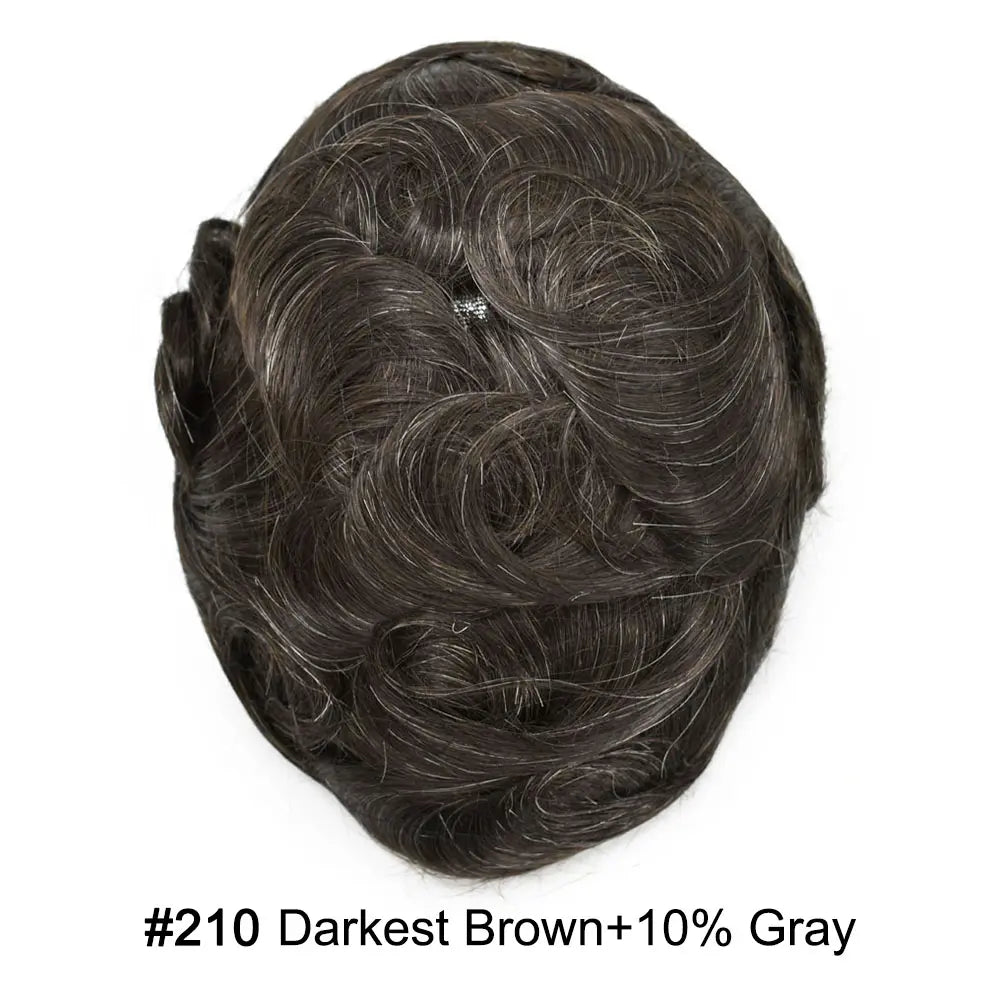 Toupee Real Human Hair Pieces for Men 0.06mm Ultra Thin Skin Invisible All V-looped Mens Hair System Men's Wig Replacement for Hair Loss Natural Hairline mens Hair Prosthesis Protesis Capilar Hombre