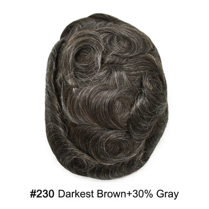 Toupee Real Human Hair Pieces for Men 0.06mm Ultra Thin Skin Invisible All V-looped Mens Hair System Men's Wig Replacement for Hair Loss Natural Hairline mens Hair Prosthesis Protesis Capilar Hombre
