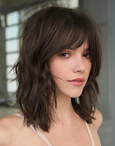 Curly Bob Wig with Bangs Short Bob Wavy Hair Wigs