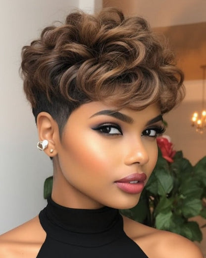 6 Inch Short Pixie Wigs For African American Women High Quality Natural Fashion Wigs