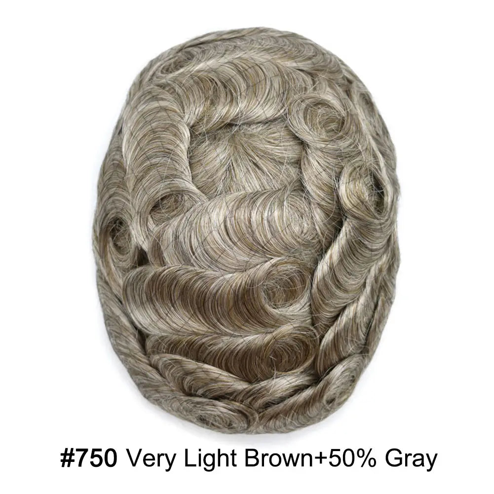 Full Poly Hairpiece for Men Toupee Real Human Hair Replacement System Natural Looking Mens Wig Durable PU Injected Mens Hair System Hair Pieces for Men Hair Unit for Hair Loss protesis capilar hombre Male Hair Prosthesis
