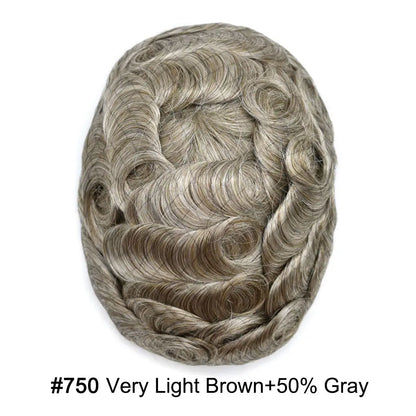Full Poly Hairpiece for Men Toupee Real Human Hair Replacement System Natural Looking Mens Wig Durable PU Injected Mens Hair System Hair Pieces for Men Hair Unit for Hair Loss protesis capilar hombre Male Hair Prosthesis