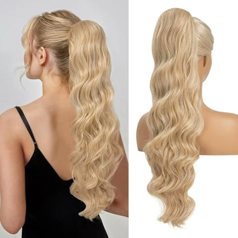 Drawstring Ponytail Extensions 26inch Long Fluffy Wavy Hairpiece