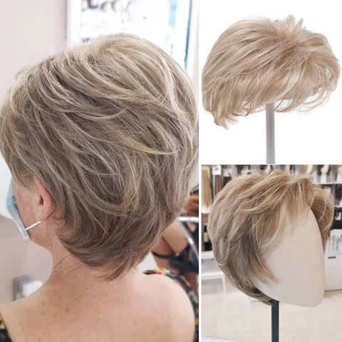 【BUY 2 GET 1 FREE 】Hight Quality Natural Short Hair Topper with Silk Base & Clip For Thinning Hair