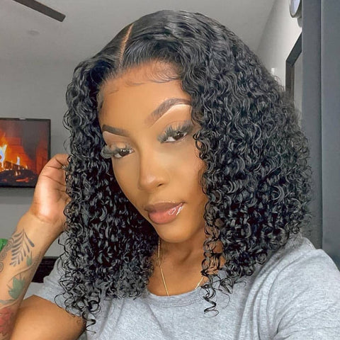 Kinky Curl Closure Bob Wig 100% Human Virgin Hair